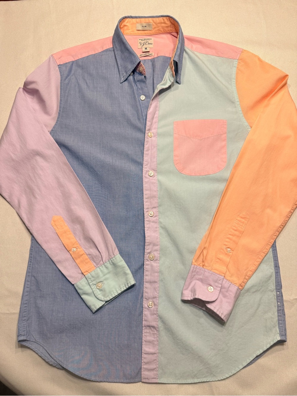 J. Crew Men's Multi-Color Long-Sleeve Button-Up Shirt - Pastel Colorblock